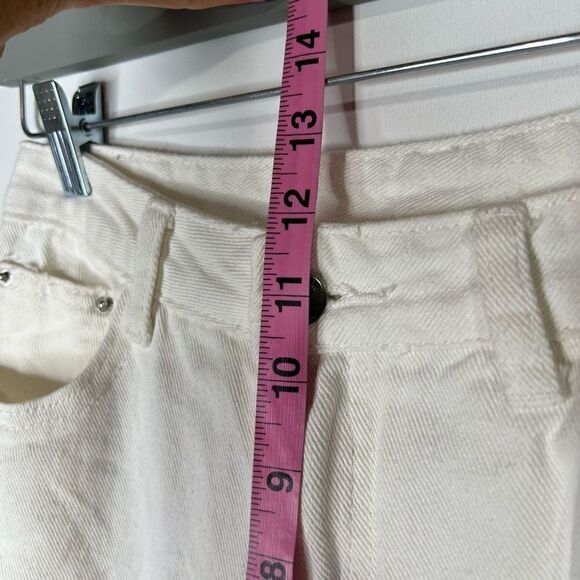 Shein White Wide Leg Jeans Y2K Loose Baggy Distressed Holes - Picture 7 of 12
